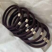 10条装高弹黑色发圈，女士适用，简约百搭，经久耐用，可扎马尾辫，也可作发圈、发绳、橡皮筋、发圈等，家居用品，护肤配件，发绳发带，头饰