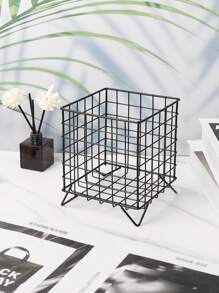1pc Multifunctional Iron Square Storage Container/Basket, For Coffee Capsules, Cutlery, Stationery, Cosmetic Tools, Household Items, Movable Desktop Organizer, Ideal Gift For Students For Back To School Season