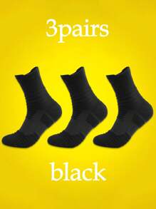 3 pares de meias de basquete Elite masculinas, curtas, cano médio, felpudas e acolchoadas, com absorção de impacto, antiderrapantes, para corrida e treinamento