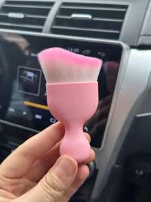 1pc Pink Foundation Brush, Liquid Brush, Makeup Brush, Face Mixing Brush, S-Shaped Multi-Functional Makeup Tool - Multicolor - View 8