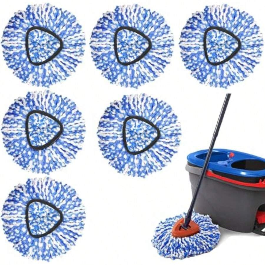 6 Pack Spin Mop Replacement Heads Compatible With Ocedar RinseClean 2 Tank Mop SystemMicrofiber Mop Refill Heads For O Cedar Cleaning All Hardsurfaced Floor - 如圖 - 查看 1