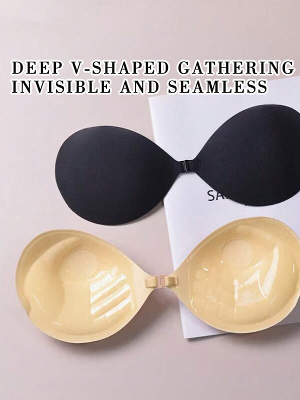 Invisible Strapless Sticky Bra With Palm-Shaped Silicone Cups, Thickening Version, For Small Breasts To Look Bigger, Lift And Support, Invisible Lingerie For Sundress, Wedding Dress.