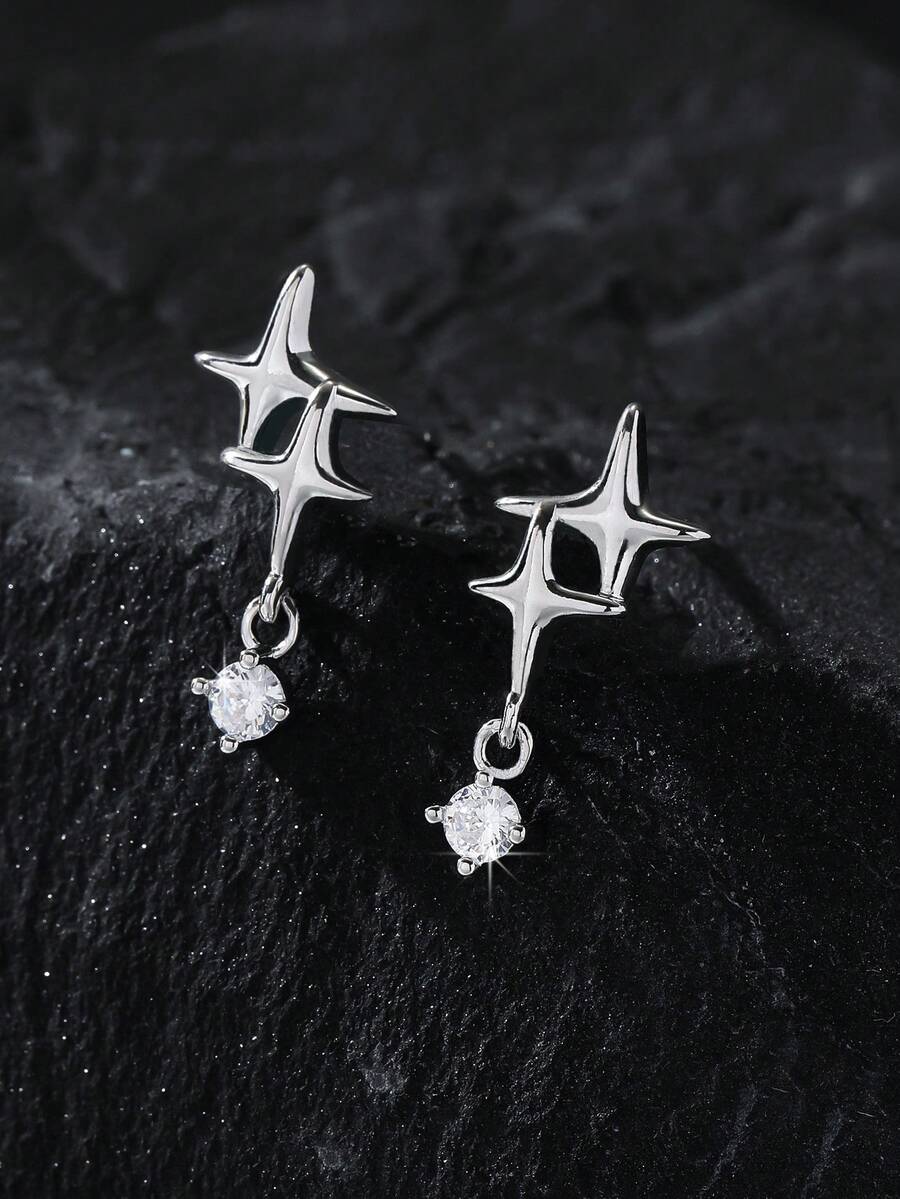 1 对简约尖刺耳钉，男女通用嘻哈风格耳环，适合派对、生日、情人节、送给男朋友、丈夫、情侣、恋人的礼物