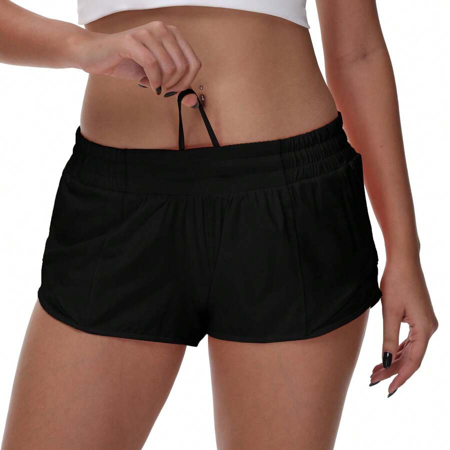 Women's 2.5" Low-Rise Running Shorts - Built-In Liner, Lightweight & Quick Dry With Mesh Pocket - màu đen - Xem 1