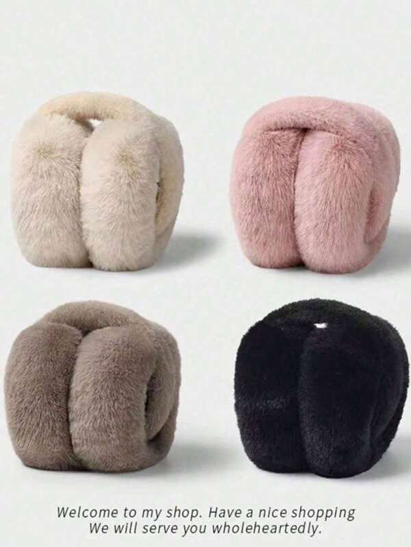1pc Foldable, Fluffy, Windproof And Warm Ear Muffs With Adjustable Headband And Furry Lining, Unisex For Daily Outdoor Sports And Skiing In Winter