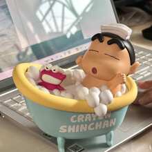 CRAYON SHINCHAN Haut-parleur sans fil créatif et attrayant de Crayon Shin-Chan, dessin animé mignon en forme de baignoire où le haut-parleur de Shin-Chan peut être inséré. Ornement raffiné, cadeau d'anniversaire.