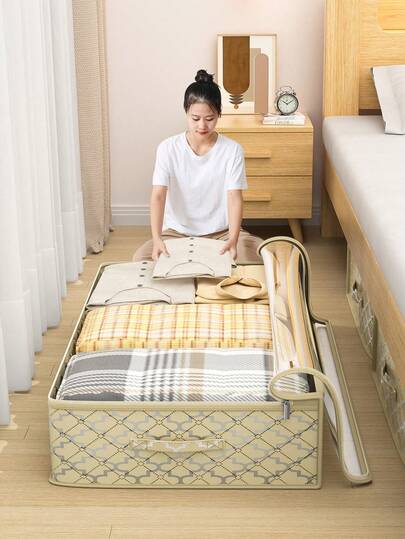 1PC Bed Bottom Storage Bag, Ample Space, Travel Storage Bag, Easy To Solve Storage Problems, Flat Storage Bag, Quilt Storage Bag, Clothing Sorting Bag, Miscellaneous Storage Bag, Thick Material, , Waterproof And Dustproof, Reinforced Handle, Transparent Top Design, Two-Way Alloy Zipper, And Healthy Materials. Easy To Fold And Carry