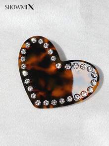 Customized Acetate Frame Hair Clips With Hand-Embedded Diamonds, Customized Logo Or Name, Versatile Heart-Shaped Hair Clips - Multicolor - View 13
