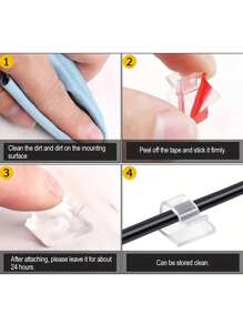 30pcs Adhesive Cable Clips For Outdoor, Christmas Light Clips, Decoration Clips, Self Adhesive Hooks Cord Management Wire Holder, Fairy Light Accessories