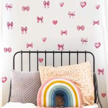 48pcs Pink Bowtie Dr For Bathroom And Bedroom Bow Wall Stickers And Decals Bow Room And Wall Dr Heart Dration Vinyl Peel And Stick Room Dration