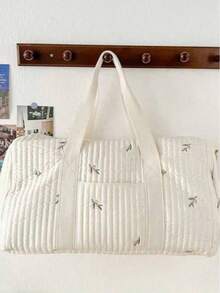 Bolso de maternidad con gran capacidad, diseño bordado de oso y oliva, ligero y práctico bolso de pañales para mamás - Bordado oliva beige - Ver 3