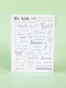 1Pc Fake Tattoo Temporary Tattoos Semi Permanent Tattoo Y2K Letter Waterproof Sweatproof Last For 1-2 Weeks Realistic Herbal Juice Anti-Friction Non-Reflective Black For Woman And Men Tattoo Stickers For Arm, Chest, Leg, Abdomen, Waist, Finger, Neck, Spine, Modernist Body Art