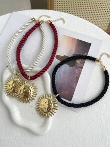 1 peça Moda Luz Luxo Simples Verão Liga Sol Pingente Tecido Torção Colar Senhoras Casal Irmãs Casal Jóias Presentes, Adequado Para Encontros Diários Feriado Praia Festa de Aniversário Férias Desgaste