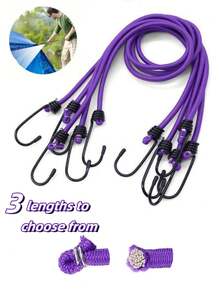 5pcs Elastic Rope With Hook, Rubber Rope, Heavy Duty Super Strong Outdoor Elastic Rope, Multi-Purpose Elastic Rope Strap Suitable For Luggage, Camping, Bicycle Racks, Outdoor Tents, Weatherproof, Cars, Durable, Strong Rebound And No Deformation