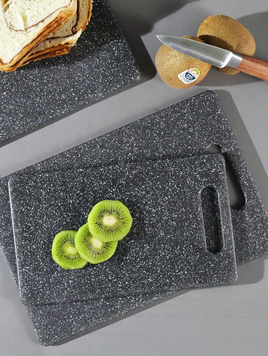 Tabla de cortar negra con efecto de imitación de mármol, tabla de frutas, tabla de cortar de plástico