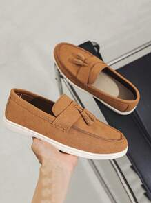 Men's Loafers, Summer New Anti-Slip & Wear-Resistant Flat Comfortable Slip-On Shoes,Outdoor Casual Driving Shoes Plus Size Breathable Moccasins Fashionable Luxury Odor-Resistant Canvas Upper Contrast Color Sneakers, Straw Braided Sole Slouchy Shoes, All Season