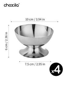 choxila 1/2/4/6 وعاء من الفولاذ المقاوم للصدأ لتقديم الآيس كريم، أكواب سلطة قابلة لإعادة الاستخدام، أكواب حلوى معدنية لتقديم السلطات والحلويات والوجبات الخفيفة والفواكه والحلوى، مناسبة لتحضير الآيس كريم والبودنج والتجمعات العائلية والأعراس وشهر رمضان وعيد الأضحى - فضي - مشاهدة 11