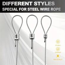 2/6/10 Pieces Adjustable Stainless Steel Cable Clamps With Double Holes, Safety Cable Hanging Clips For Home, Office, Outdoor And Camping - Durable Metal Hardware Accessories, Camping Accessories, Stylish Metal Clips, Double Hole Design