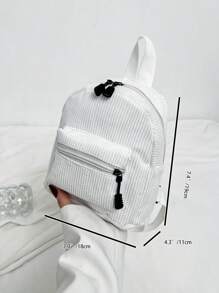 حقيبة ظهر صغيرة جديدة من قماش القطيفة الأحادي اللون ذات طبعة نمر أنيقة، تصميم عصري رياضي متعدد الاستخدامات ملائم للسفر والمدرسة ذو طابع بسيط للسيدات شنطه جامعه شنط جامعات شنطة ظهر للسفر حقيبه جامعه