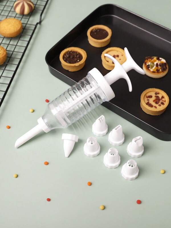 1set Cookie Decorating Nozzles, 9pcs Plastic Piping Icing Tips, Cream Cream Piping Gun, Multi-Function Piping Nozzle Home Cookie Baking Tools, Baking Cake Decorating Kit, Baking Supplies, Kitchen Accessories