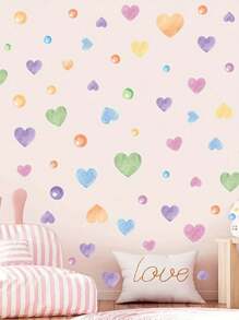 171pcs Colorful Hearts And Dots Wall Decals - Boho Chic PVC Wall Decals For Bedroom, Living Room Or Entryway Decor, Easy Peel And Stick, Vibrant Pastel Hearts And Glitter Dots, Self Adhesive Home Decor, Living Room Decor | Boho Chic Decor | Self Adhesive Decor, Home Decor And Accessories Stickers Sticker