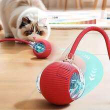 Automatic Rotating Cat Toy Ball With LED Light & Tail Cord - USB Rechargeable Interactive Pet Exercise Toy, Suitable For Cats And Small Dogs, Silicone Automatic Moving Ball Indoor Game, Pet Play Toy | Textured Surface | Silicone Structure, Interactive Cat Toy - Multicolor - View 10