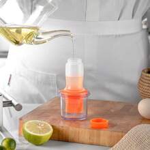 1 pieza Pincel de silicona para aceite con tapa, para untar aceite, salsa, bistec, parrilla, herramienta de cocina