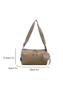 休闲布艺包，女士挂式迷你包，圆柱形枕头包，宽肩带单肩包/斜挎包