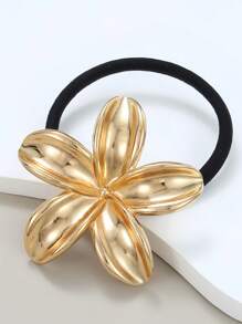 1 pezzo Fermaglio per capelli elegante e minimalista con design floreale geometrico, 5 petali in metallo e perla, adatto per code di cavallo e basette, perfetto come regalo di gioielleria per tutte le stagioni, elastico per capelli, accessori per capelli dorati, accessori per capelli, fermacode, elastici per capelli