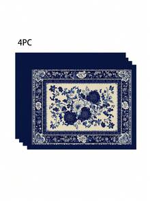 1 Pieza / 4 Piezas / 6 Piezas Set de Individuales con diseño de ramas florales azules, 30.48x45.72 cm, individuales estilo chinoiserie - Lavables, resistentes al calor de tela de lino, individuales rectangulares para decoración interior/exterior de cocina y comedor, decoración de mesa interior | Decoración de mesa floral | Individuales resistentes al calor, individuales para mesa - Multicolor - Ver 13