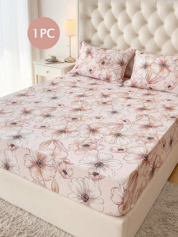 1 pieza Sábana ajustable con estampado de flores, protector de colchón, funda de colchón para cama, sábana ajustable de bolsillo profundo, suave y transpirable, para camas de todos los tamaños