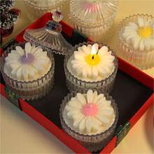 1pc Handmade Flower Scented Container Candle Gift, Flower Shaped Decorative Candle For Atmosphere,Valentine's Day Decorations,Valentine's Day Decor,Valentine's Day Gifts,Mother's Day Gifts,Room Decor,Wedding Gifts,Wedding Souvenirs,Home Decor,Birthday Decorations,English Pear & Freesia