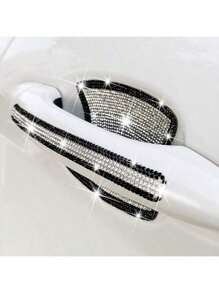 4pcs/8pcs-Car Door Edge Trim Crystal Rhinestones Protector, Creative Personalized Rearview Mirror Anti-Scratch, Door Handle Bumper Guard Decal Car Accessories Car Accessories For Women