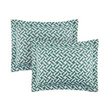 7-Piece Reversible Bed In A Bag Comforter Set With Sheets, Blue Floral, Queen - Green Geo - View 4