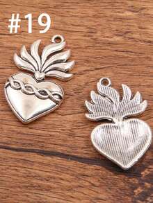 2 件哥特式心形吊坠，万圣节圣心吊坠，心形骷髅 Ex Voto Milagros 吊坠，可用于珠宝制作 - 銀色 - 查看 20