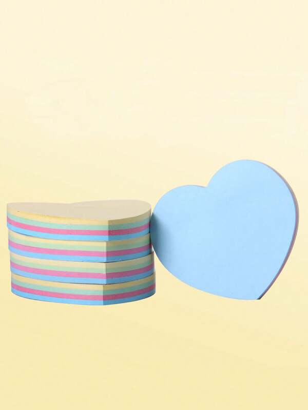 4pcs Evergreen Goods Heart-Shaped Removable Sticky Notes, 100 Sheets Per Pad, 76x76mm (3"X3"), 4 Colors (Yellow, Pink, Blue, Green)