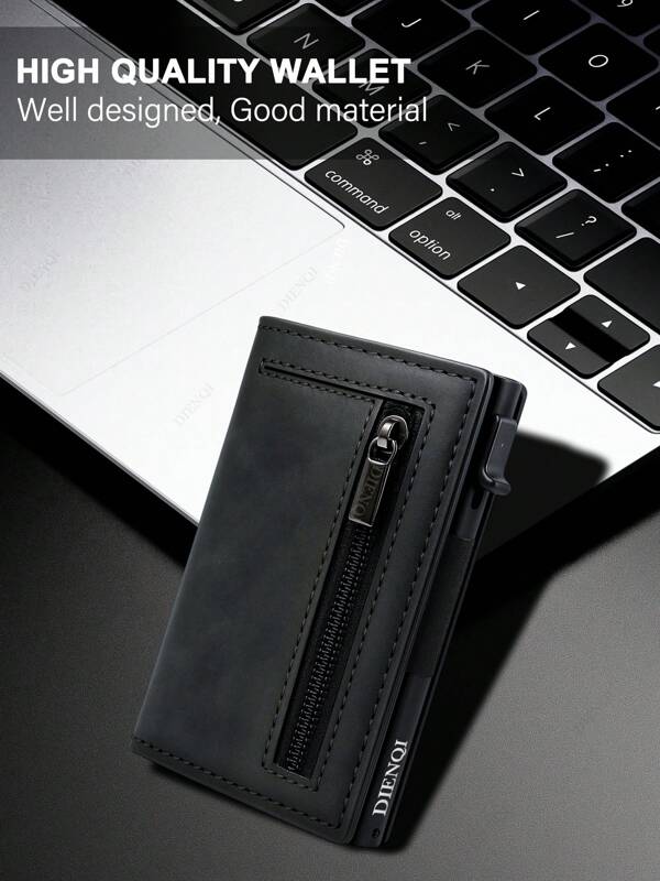 Anti-Theft Credit Card Holder Men Wallets Rfid Blocking Aluminum Leather Pop Up Minimalist Wallet Cardholder Wallets For Men