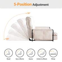 MAXYOYO Adjustable Floor Sofa With Pillows, Multifunctional Bean Bag Bed, 5-Position Foldable Lazy Sofa Bed With Armrests, Multifunctional Floor Seat For Reading, Watching TV And Resting - Beige - View 7