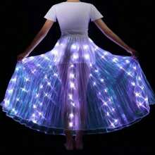 1pc Rechargeable White Dress With Dancing Lights, USB & Battery Powered