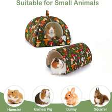 豚鼠藏身处，Glittme 柔软豚鼠床和隧道，2 包可洗豚鼠隧道，带豚鼠配件，适用于仓鼠、兔子、小兔子等小动物