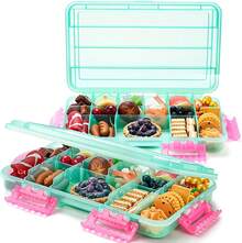 2 Pcs Large Snack Box Containers Waterproof Charcuterie Tackle Box, 17 Adjustable Compartments, 14 X 9 Inch Meal Prep Container Tray With Lid For Travel, Beach, Parties & Tailgating, Dishwasher Safe - Multicolor - View 1