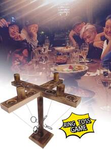 1 pieza Juego de anillos para 4 jugadores, juego de lanzamiento de mesa de madera para fiestas