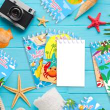 Crab Themed Spiral Notebook, Vertical, Portable, Suitable For Students, Gift, Summer, Pool