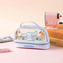 Sanrio 1 Stück Sanrio neue transparente Zweischicht-Federtasche, großer Kapazität 3D Cartoon Stiftemäppchen für Grundschüler/Mittelschüler, minimalistischer multifunktionaler Stiftkasten, Schülerbedarfsartikel, Schule wieder los