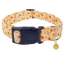 Collier de chien mignon avec charm fleur, couleurs rose, jaune, blanc. Collier de compagnie ajustable avec motif floral pour chien femelle et mâle, de petite, moyenne et grande taille