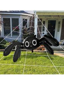 1pc 57-Inch 3D Cartoon Spider Shaped Foil Balloon, Oversized Adorable 6-Legged Black Spider Design Polyester Film Balloon, For Trick Or Treat, Halloween, Ghost House Decor, Spooky Party Decorations, Fun Birthday Party