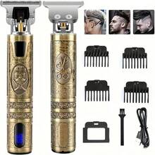 Professional Cordless Hair Clipper For Men - Retro T-Blade Trimmer, Metal Body With LCD Display, Precision Zero Gap Cutting, Rechargeable Haircutting Kit With 4 Guide Combs, USB Rechargeable - Ideal For Barber Shop And Home Use