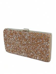 Embrague de noche con adornos de strass premium, bolso de fiesta formal hecho a mano, bolso de banquete enjoyado - Dorado - Ver 2