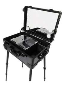 Camarim Mp3 Maleta De Maquiagem Com Espelho E Led Cor Preto