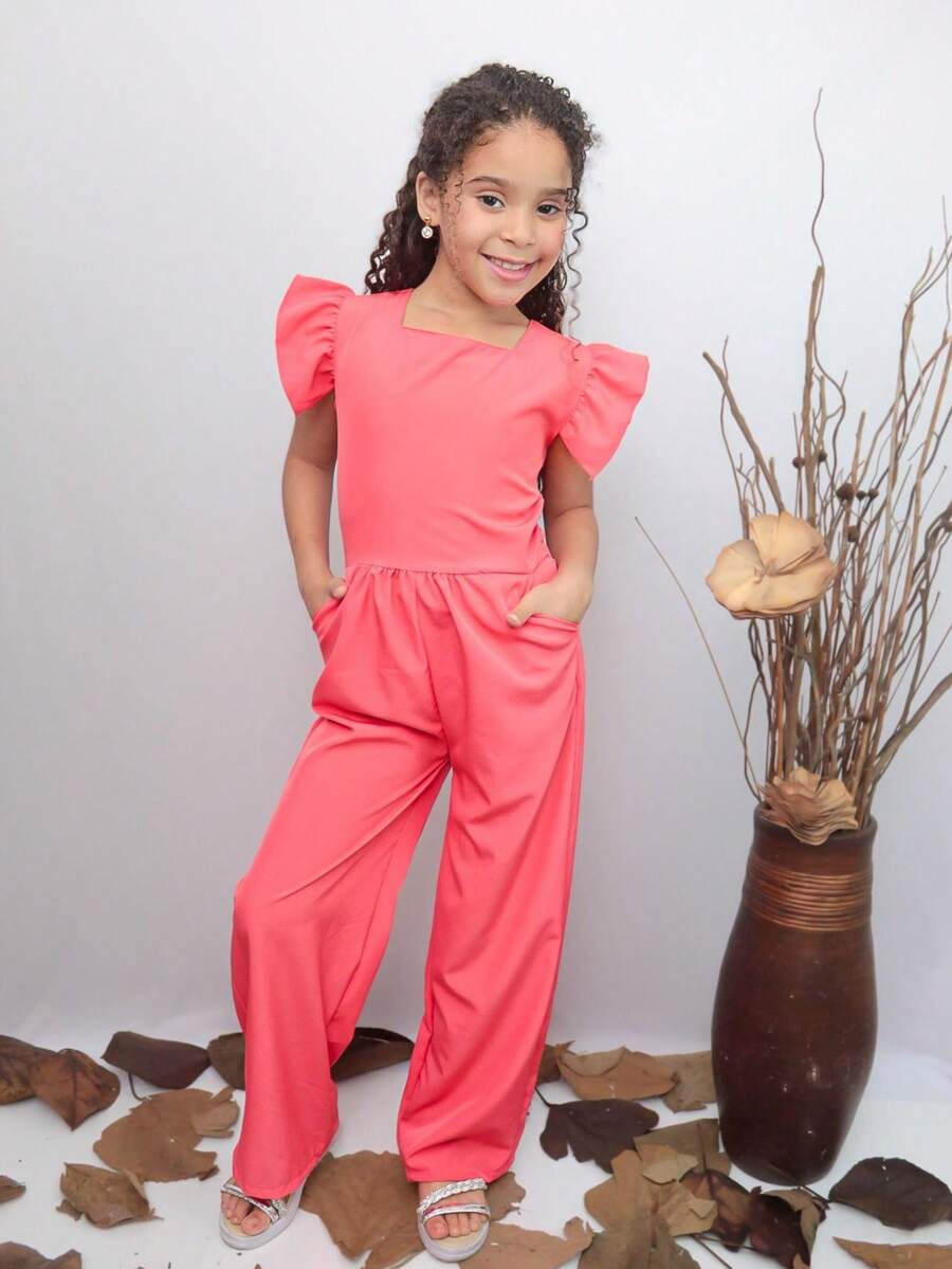 Stylish Long Jumpsuit For Children And Young People - Salmon - View 1
